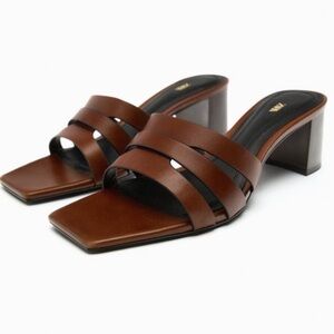 Zara Leather Block Heel Sandal